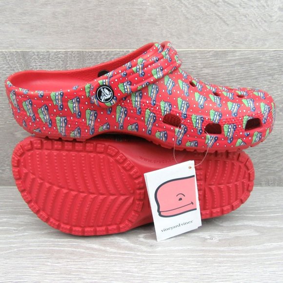 Crocs Vineyard Vines Christmas Holiday Red Classic Clog Size M5/W7 NEW - Picture 10 of 12
